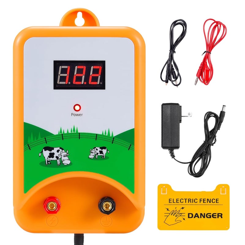 CURECURE Electric Fence Charger, 3Joules/12KV, Easy Installation, 6 Miles Rang, 3 Power Options, LED Display Monitors Electric Fence, Use for Livestock, Pet, Farm, Garden - Image 1